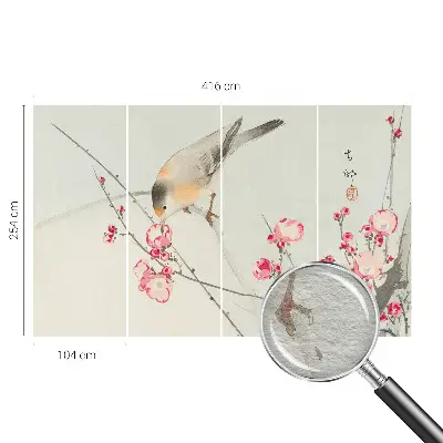 Papier peint photographique intissé oiseau des fleurs