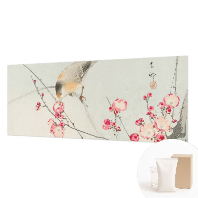 Papier peint photo avec un motif d'oiseau fleuri