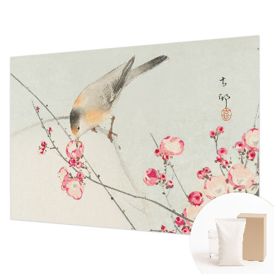 Papier peint photo avec un motif d'oiseau fleuri