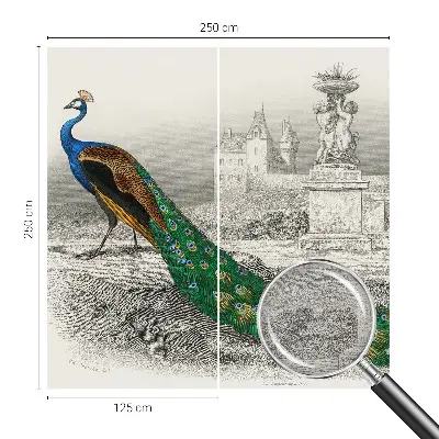 Poster mural panoramique avec un motif de plumes colorées