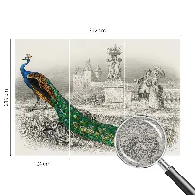 Poster mural panoramique avec un motif de plumes colorées