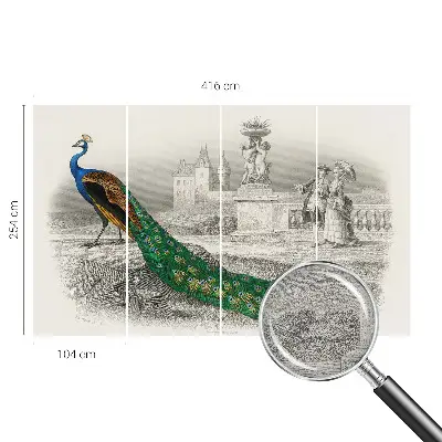 Poster mural panoramique avec un motif de plumes colorées