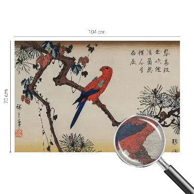 Papier peint salon moderne avec un motif d'oiseau sur une branche