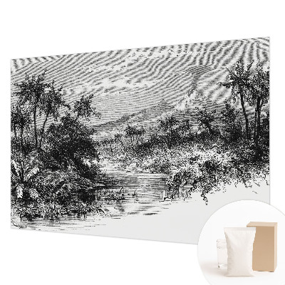 Papier peint chambre moderne avec un panorama exotique