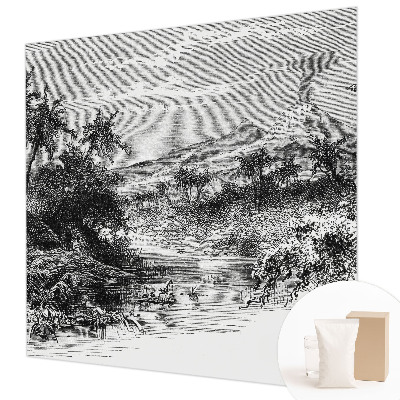 Papier peint chambre moderne avec un panorama exotique
