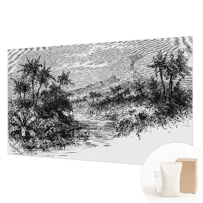Papier peint chambre moderne avec un panorama exotique
