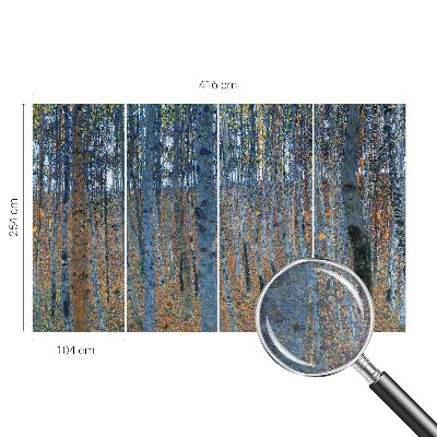 Papier peint panoramique salon avec un motif de forêt de bouleaux
