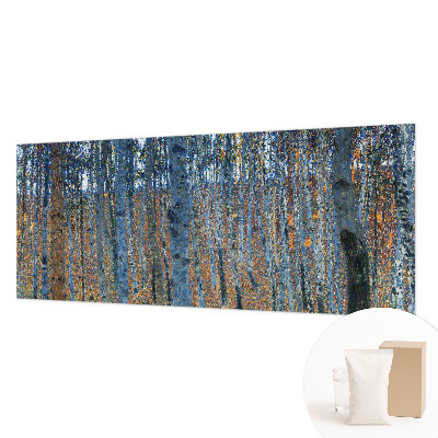 Papier peint panoramique salon avec un motif de forêt de bouleaux