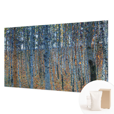 Papier peint panoramique salon avec un motif de forêt de bouleaux