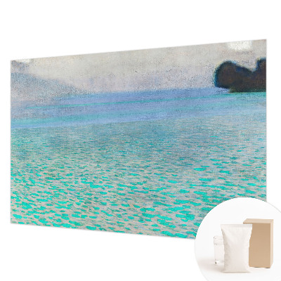 Papier peint panoramique chambre adulte avec un motif évoquant l'eau turquoise