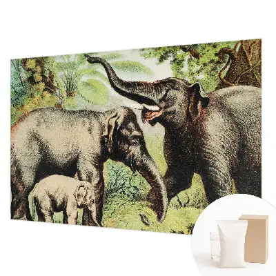 Papier peint photo imprimé sur tissu non tissé famille d'éléphants