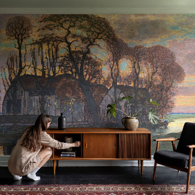 Papier peint salon moderne Večerná krajina