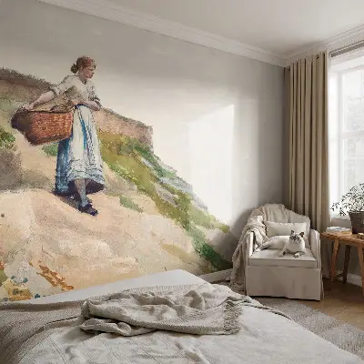 Papier peint panoramique sur mesure avec un paysage féminin