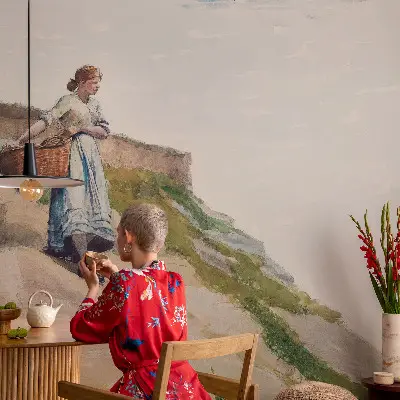 Papier peint panoramique sur mesure avec un paysage féminin
