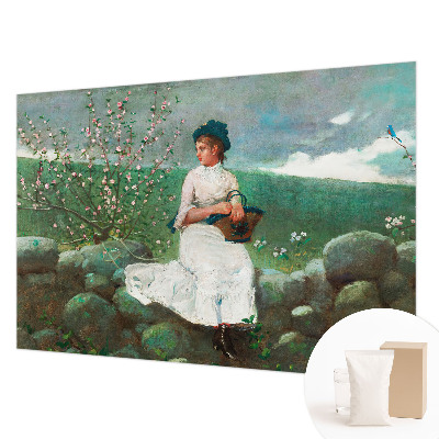 Papier peint panoramique salon avec un motif floral pour décorer une pièce