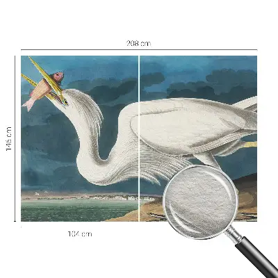 Papier peint panoramique facile à poser avec un oiseau tenant un poisson