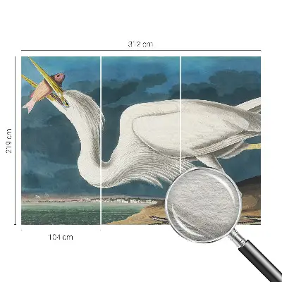 Papier peint panoramique facile à poser avec un oiseau tenant un poisson
