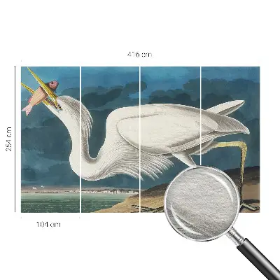 Papier peint panoramique facile à poser avec un oiseau tenant un poisson