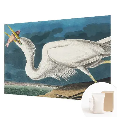 Papier peint panoramique facile à poser avec un oiseau tenant un poisson