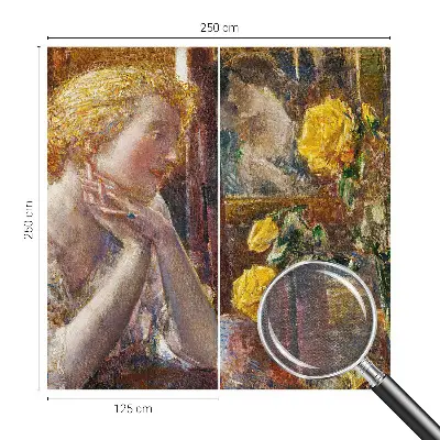 Poster mural panoramique avec une femme tenant des roses