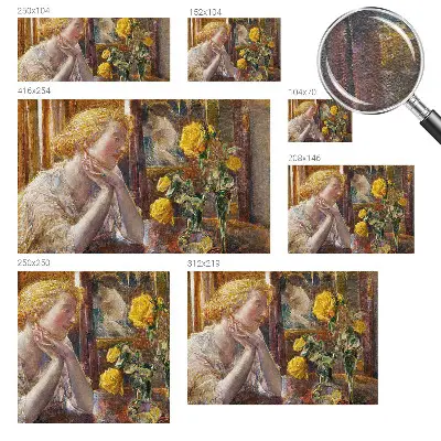 Poster mural panoramique avec une femme tenant des roses
