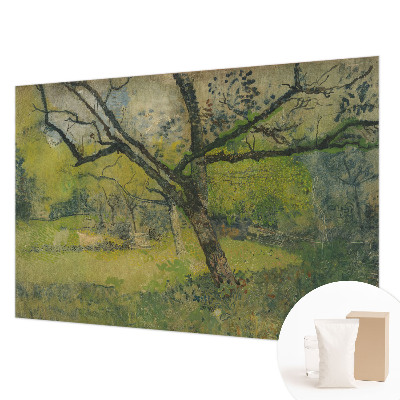 Papier peint panoramique intissé avec un motif de paysage vert