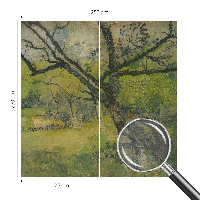 Papier peint panoramique intissé avec un motif de paysage vert