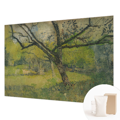 Papier peint panoramique intissé avec un motif de paysage vert