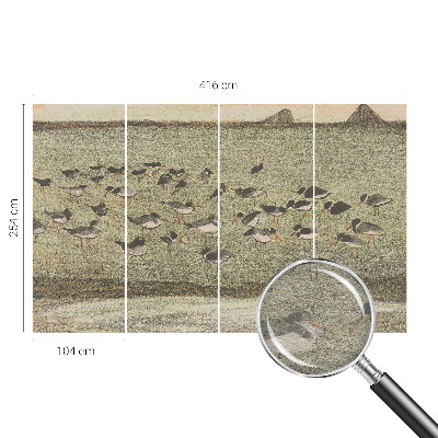 Tapisserie panoramique avec motif de chambre d'oiseaux