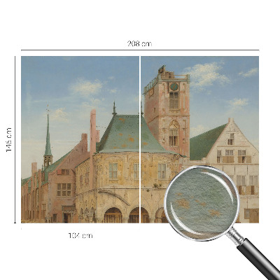 Papier peint panoramique chambre représentant l'hôtel de ville historique