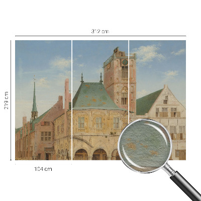 Papier peint panoramique chambre représentant l'hôtel de ville historique