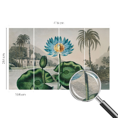 Papier peint panoramique enfant avec un motif de paysage exotique