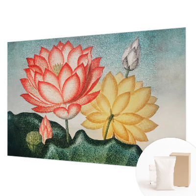 Papier peint panoramique moderne avec motif de fleurs de lotus