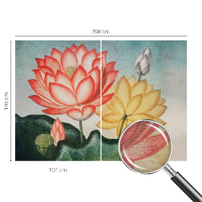 Papier peint panoramique moderne avec motif de fleurs de lotus