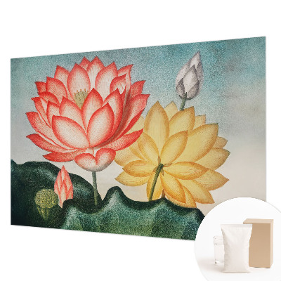 Papier peint panoramique moderne avec motif de fleurs de lotus