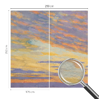Papier peint panoramique intissé moderne avec un motif de ciel pastel