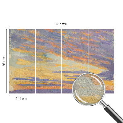 Papier peint panoramique intissé moderne avec un motif de ciel pastel