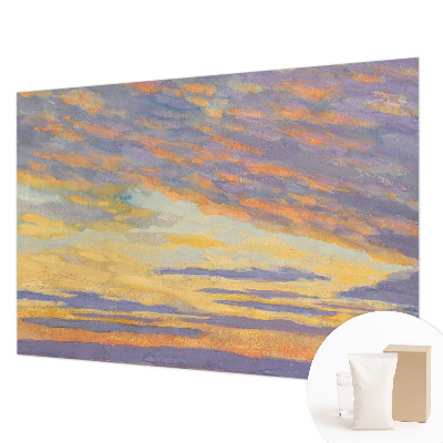 Papier peint panoramique intissé moderne avec un motif de ciel pastel