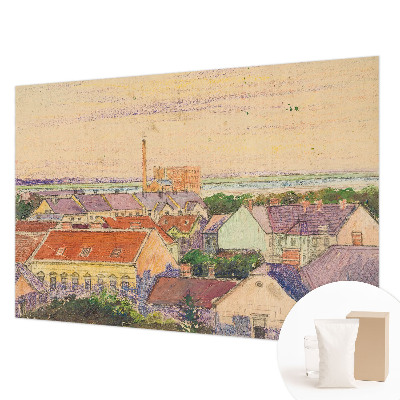 Papier peint photographique salon avec un motif de toits urbains