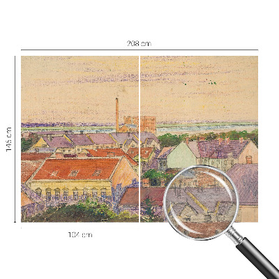 Papier peint photographique salon avec un motif de toits urbains