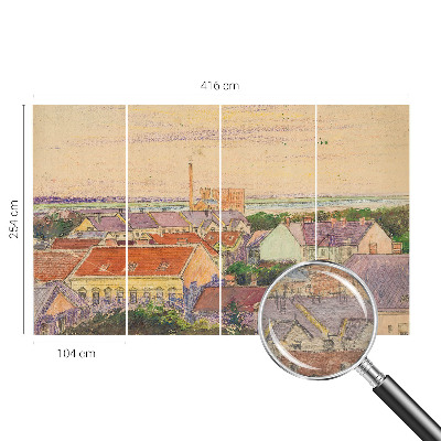 Papier peint photographique salon avec un motif de toits urbains
