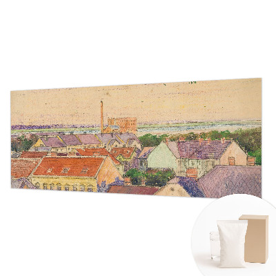 Papier peint photographique salon avec un motif de toits urbains