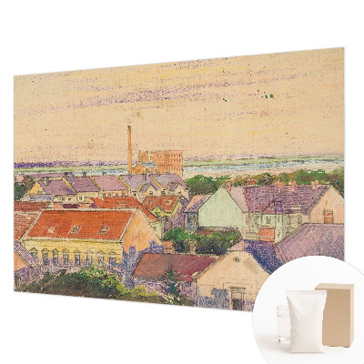 Papier peint photographique salon avec un motif de toits urbains