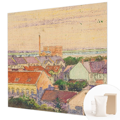 Papier peint photographique salon avec un motif de toits urbains