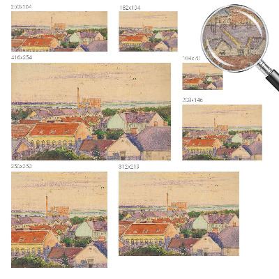 Papier peint photographique salon avec un motif de toits urbains