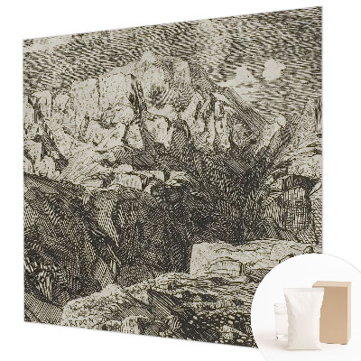 Tapisserie murale avec une scène de montagne