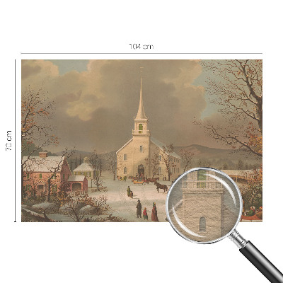 Tapisserie panoramique avec un motif de paysage d'hiver