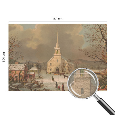 Tapisserie panoramique avec un motif de paysage d'hiver