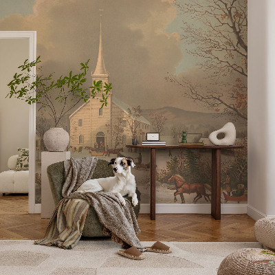 Tapisserie panoramique Zimná krajina