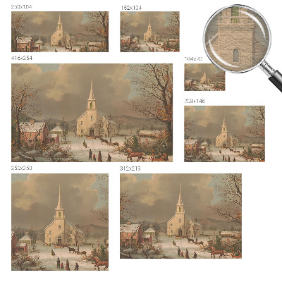 Tapisserie panoramique avec un motif de paysage d'hiver